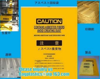 industry waste clear asbestos bags, Sell clear plastic asbestos rubbish bags with red printing, Strong LDPE Material Asb